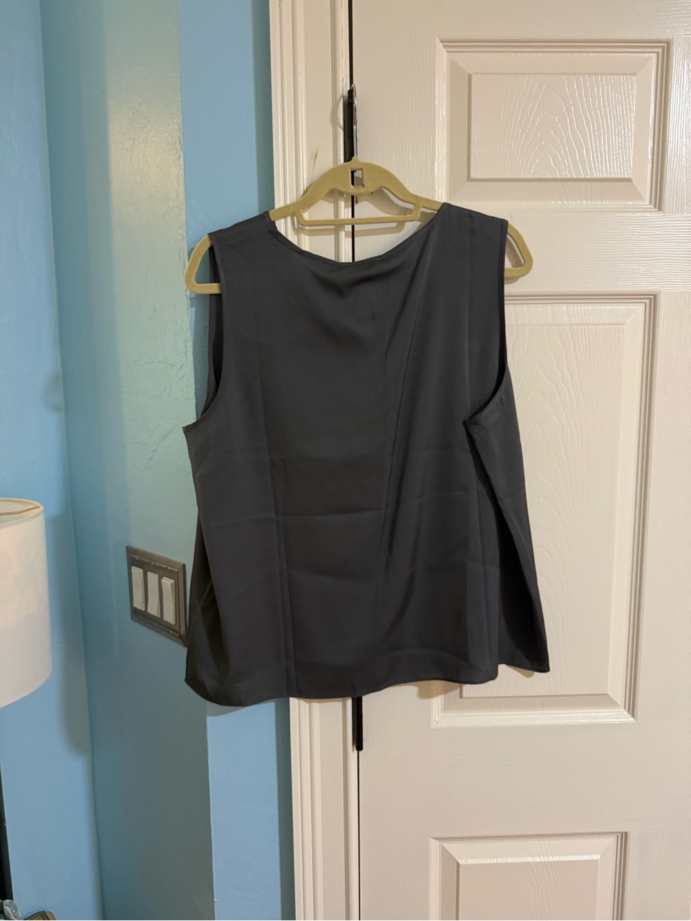 Silk Quince Women's Sleeveless V-Neck Top — Charcoal Gray - Picture 2 of 9